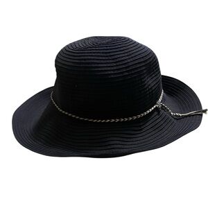 Scala Brim Black Hat Braided Accent Handcrafted Packable Bendable One Size